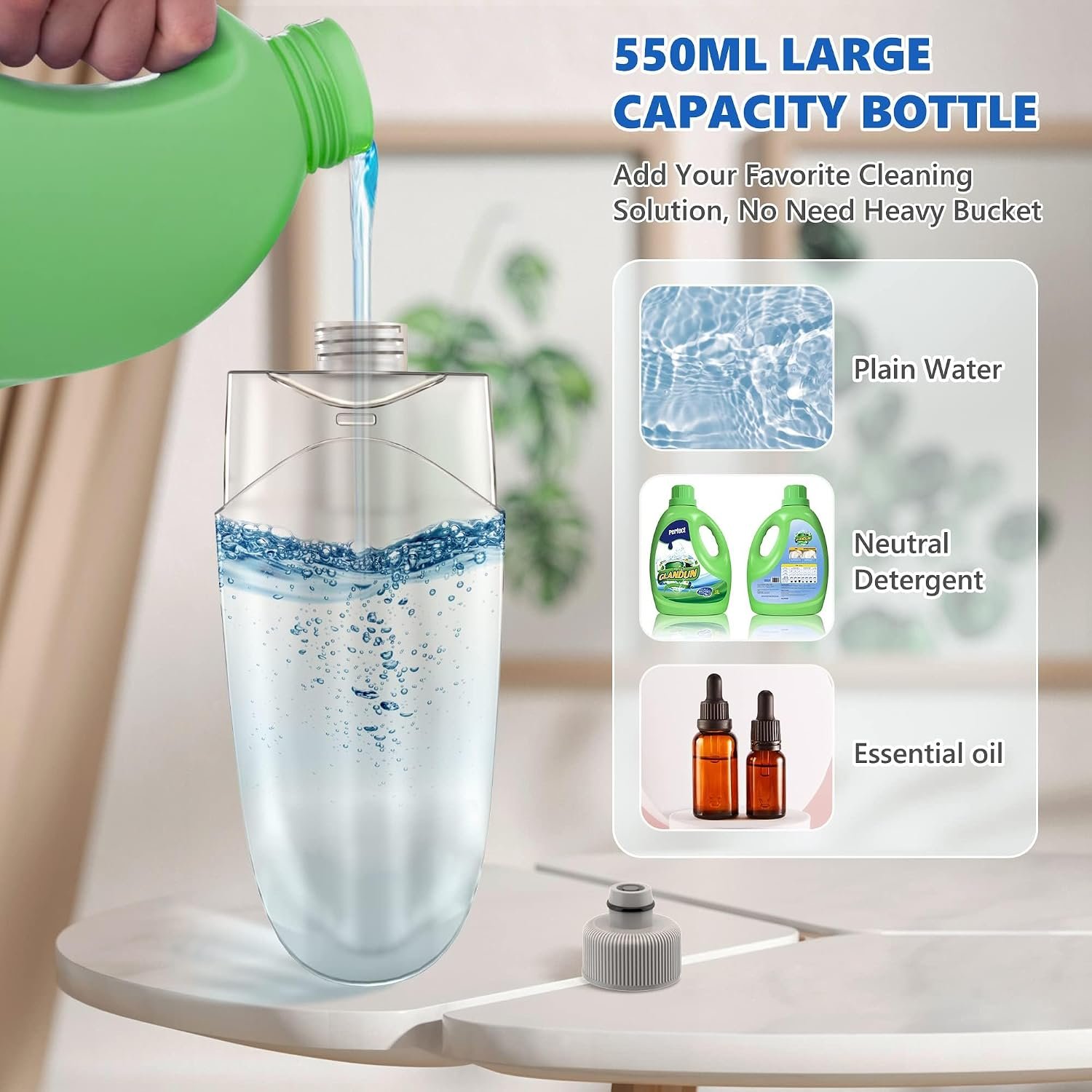Cleaning Floors -Microfibre Floor Mop with Sprayer Flat Wet Dry Dust Mop with 4 Washable Pads Reusable 550ML Bottle for Hard Wood Laminate Wooden Tile Vinyl Kitchen Bathroom - Image 2
