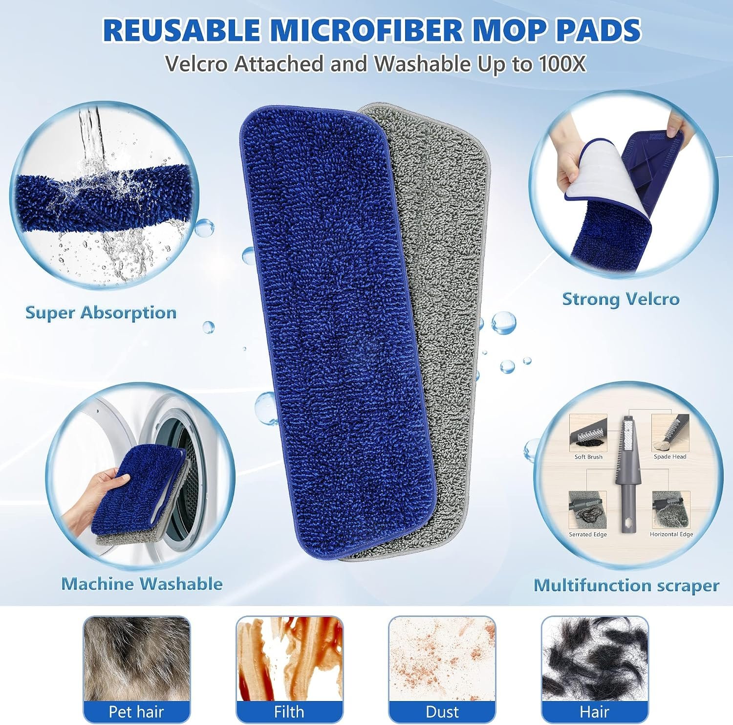 Cleaning Floors -Microfibre Floor Mop with Sprayer Flat Wet Dry Dust Mop with 4 Washable Pads Reusable 550ML Bottle for Hard Wood Laminate Wooden Tile Vinyl Kitchen Bathroom - Image 4