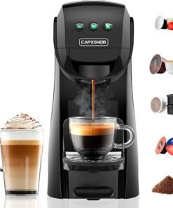 Multifunction Coffee Capsule Machine for Nespresso Original/Dolce Gusto/Lavazza MIO Coffee Pods and Ground Coffee, Smart Automatic Small Espresso Coffee Pods Machines, 1L, 1450W