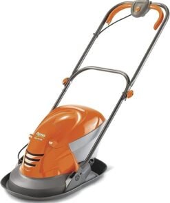 Hover Vac 250 Electric Hover Collect Lawn Mower - 1400W, 25cm Cutting Width, 15L Grass Box, Ambidextrous Handles, Folds Flat, Orange and Grey