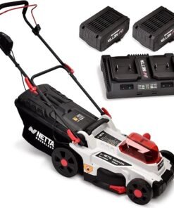 Cordless Lawnmower 40V - Brushless Motor Lawn Mower with 2x 4.0Ah Batteries & Dual Charger, 37cm Width, 6 Heights - Heavy Duty Lawnmower for Medium and Large Gardens - 35L Grass Box