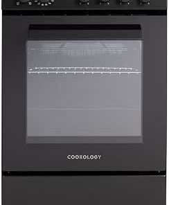 62L Capacity Single Cavity Freestanding Electric Cooker with 4 Zone Solid Plate Hob Cooktop - Black