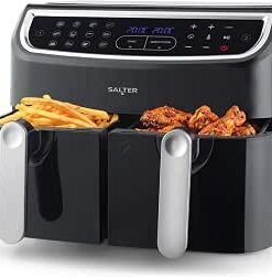 Air Fryer - Double Drawer, 2 XL Non-Stick Cooking Trays, Sync & Match Cook Function, Independent Cooking, 8.2L, Sensor Touch Display, 12 Presets, Oil Free,...