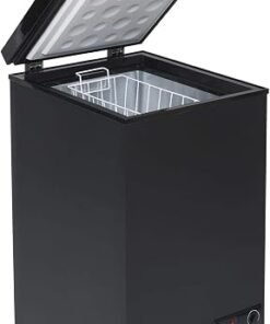 Chest Freezer with Removable Wire Basket, 80L Freestanding Freezer, 48cm Wide, Adjustable Temperature Control, E Rated, 2 Years