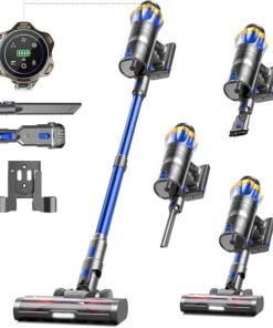 600W 50kPa 70Mins Cordless Vacuum Cleaner, 1.8L Self-Standing Anti-Tangle Vacuum cleaners for Home with OLED Touch Screen, Wall-Mounted Charging, for Pet Carpet Car Hardwood Floor