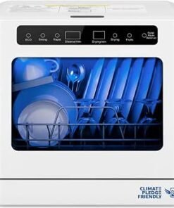 Countertop Dishwasher Compact Mini Dishwasher with 5 Wash Programs, Built-in Water Tank & Hose Connection Space-Saving for Apartments, RVs & Small Kitchens