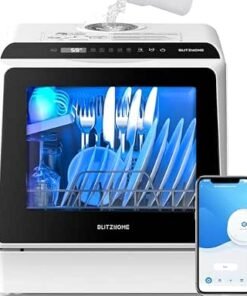Countertop, WIFI Smart Dishwasher, Compact Dishwashers with 5L Built-in Water Tank, 6 Programs, 360° Dual Spray, High-Temp& Air-Dry Function, Fruit...