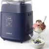 Cream Maker (1.0Qt), No Pre-Freezing, Automatic Yogurt Maker, Gelato Sorbet Frozen Yogurt Soft Serve Machine, Compact Vertical Design for Home Kitchen(Blue)