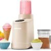 Cream Maker, for Gelato, Sorbet, Frozen Yogurt, Smoothie Bowls, Compact Size, (2) Dishwasher Safe 16 oz. Pint Cups with Lids, Latte Beige, NBD50100LB