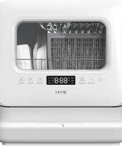 Dishwasher - Countertop Dishwasher Mini With 3 Place Settings, Non-Plumbed, Compact Tabletop Design (Width 45.5cm), 6 Programs, Quiet Operation (58dB), White -...