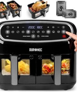 Fryer AF34 BK 10L Digital Family Size Air Fryers Oil Free Triple Drawers 10in1 Dual Zone Extra Large AirFryer for Family Cooking...