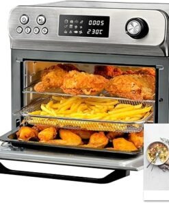 24L Air Fryer Oven With Rotisserie Large XXL Digital Knob 1800W 10 in 1 airfryer Countertop Convection Mini Toaster Oven electric and grill, Stainless steel inner, Full Accessory Set