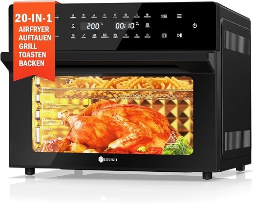 30L Air Fryer Oven XXL with Rotisserie, 20 Programs/9 Accessories