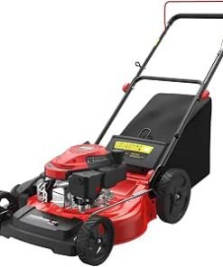 Gas Lawn Mower, 144cc 4-Stroke OHV Engine, Push Walk-Behind, 3-in-1 Mulch/Bag/Side Discharge, Steel Deck, 6 Height Adjustment