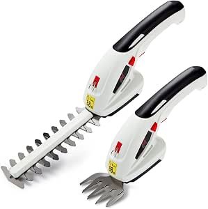 Hedge Trimmer & Grass Shear, 7.2V Rechargeable Lithium-Ion Battery 1500mAh, Small Hedge Trimmer Cordless with 2 Interchangeable Blades Mini Strimmer...