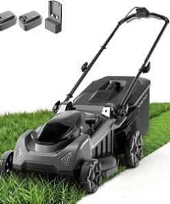 Lawn Mower, 2-in-1 Mulching & Bagging, Brushless Cordless Electric Lawn Mower with 6-Position Height Adjustment, Include 5.0Ah Battery x 2 and Charger