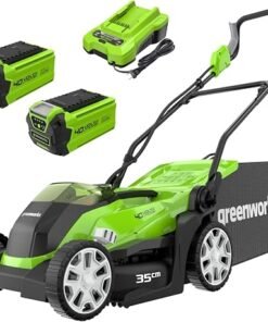 40V Cordless Lawnmower for Lawns up to 400m², 35cm Cutting Width, 40L Bag PLUS Two 40V 2Ah Batteries & One Charger, 3 Year Guarantee