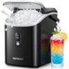 Maker Countertop with Handle, Ready in 6 Mins, 34lbs Per Day, Removable Top Cover, Auto-Cleaning, Portable Sonic Ice Maker with Basket and Scoop, for...