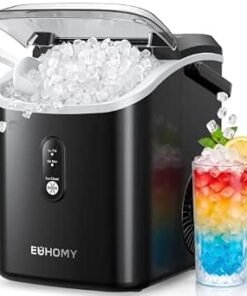 Maker Countertop with Handle, Ready in 6 Mins, 34lbs Per Day, Removable Top Cover, Auto-Cleaning, Portable Sonic Ice Maker with Basket and Scoop, for...