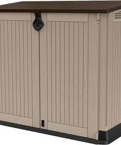 Store-It Out Midi Outdoor Garden Storage Shed, Beige and Brown, 130 x 74 x 110 cm