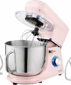 Stand Mixer 1200W with 6 Speeds & Pulse, 7L S-Steel Mixing Bowl, Splash Guard, Whisk, Beater & Dough Hook | Electric Kitchen Mixer for Cakes, Bread, Baking | Black & Rose Gold