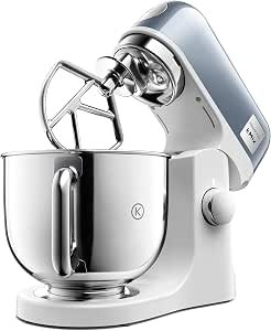 Mixer ‎KMX760ABL for Baking, Stylish Kitchen Mixer with K-beater, Dough Hook and Whisk, 5 L Stainless Steel Bowl, Removable Splash Guard, 1000 W, Editions Blue