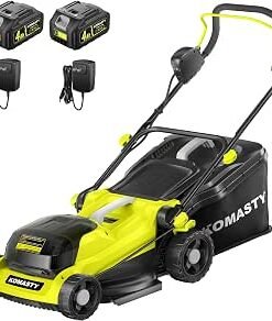 Mower 16" Cordless Battery Powered Mower, 2 in 1 Mulching Lawnmower with 5-Position Height Adjustment 10.6 Gallon Bag, Small Push Lawn Trimmer, 2X4.0Ah Battery...