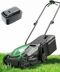 Mower, 20V Lightweight Push Mower with 8.0Ah Battery, Ultra-Quiet Motor for Small Yards, Lawn Care, Backyard Maintenance
