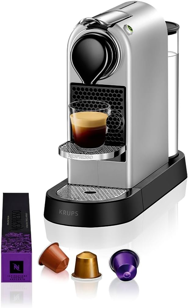 Automatic Pod coffee machine for Americano, Decaf, Espresso by Krups in Silver