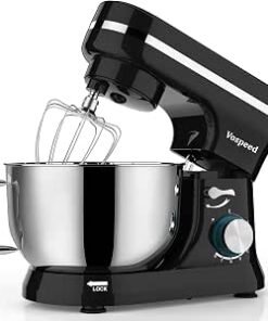 Quarts 8-Speed 1000W Tilt-Head Food Mixer, Kitchen Electric Standing Mixer With Dough Hook, Whisk, Beater, Splash Guard & Mixing Bowl For Baking,...