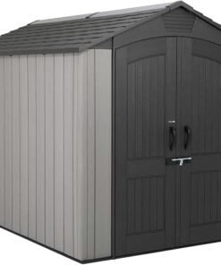 60310 Garden Storage Shed, 7 x 9.5 ft (213 x 289 cm), High-Density Polyethylene (HDPE), Steel-Reinforced Apex Roof, Tan