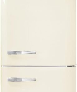 50s Style Retro Freestanding Fridge Freezer, Frost Free, Right Hand Hinge, Cream Finish, C Energy Rated, Spacious 331L Capacity, Stylish Vintage Design