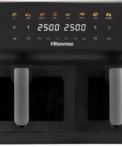 11L Dual Zone Air Fryer - 2700W Energy-Saving Colour Touch Display Cooker with 8 Cooking Functions - Fries, Steak, Chicken, Grill, Fish, Shrimps, Pizza, Dehydrate, Black